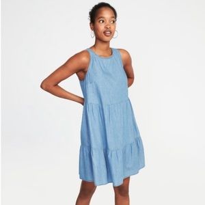 Old Navy blue Chambray tier dress